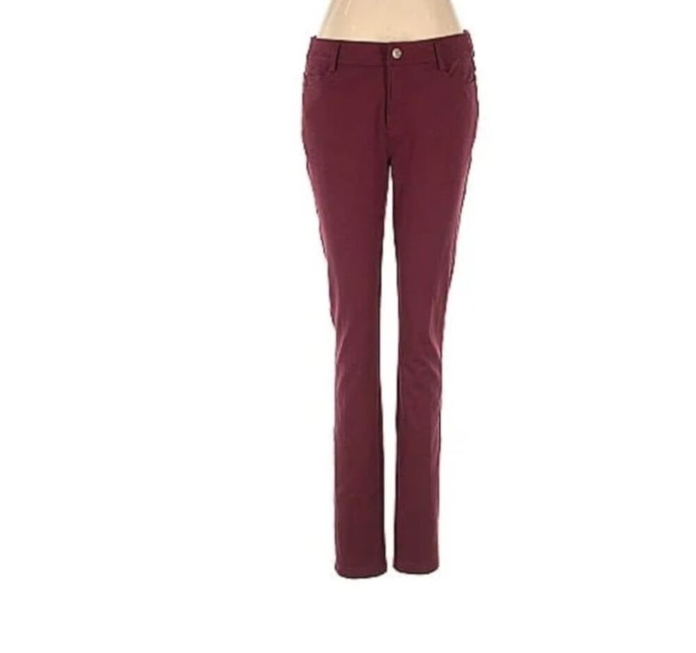 Michael Kors MK Womens Ponte Knit Stretch Slim Pants Burgundy Wine sz 4 x 32